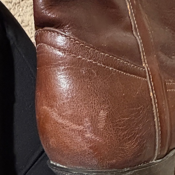 Tony Lama Chestnut Leather Heeled Boots - Picture 9 of 10
